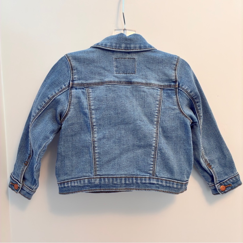 Old Navy Toddler Girl's Embroidered Daisy Stretch Denim Jean Jacket Size 3T - Picture 5 of 7